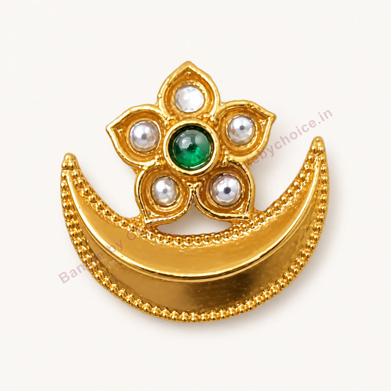 Green Stone Crescent Enamel Charm premium product photo with Bangle By Choice watermark and phone number