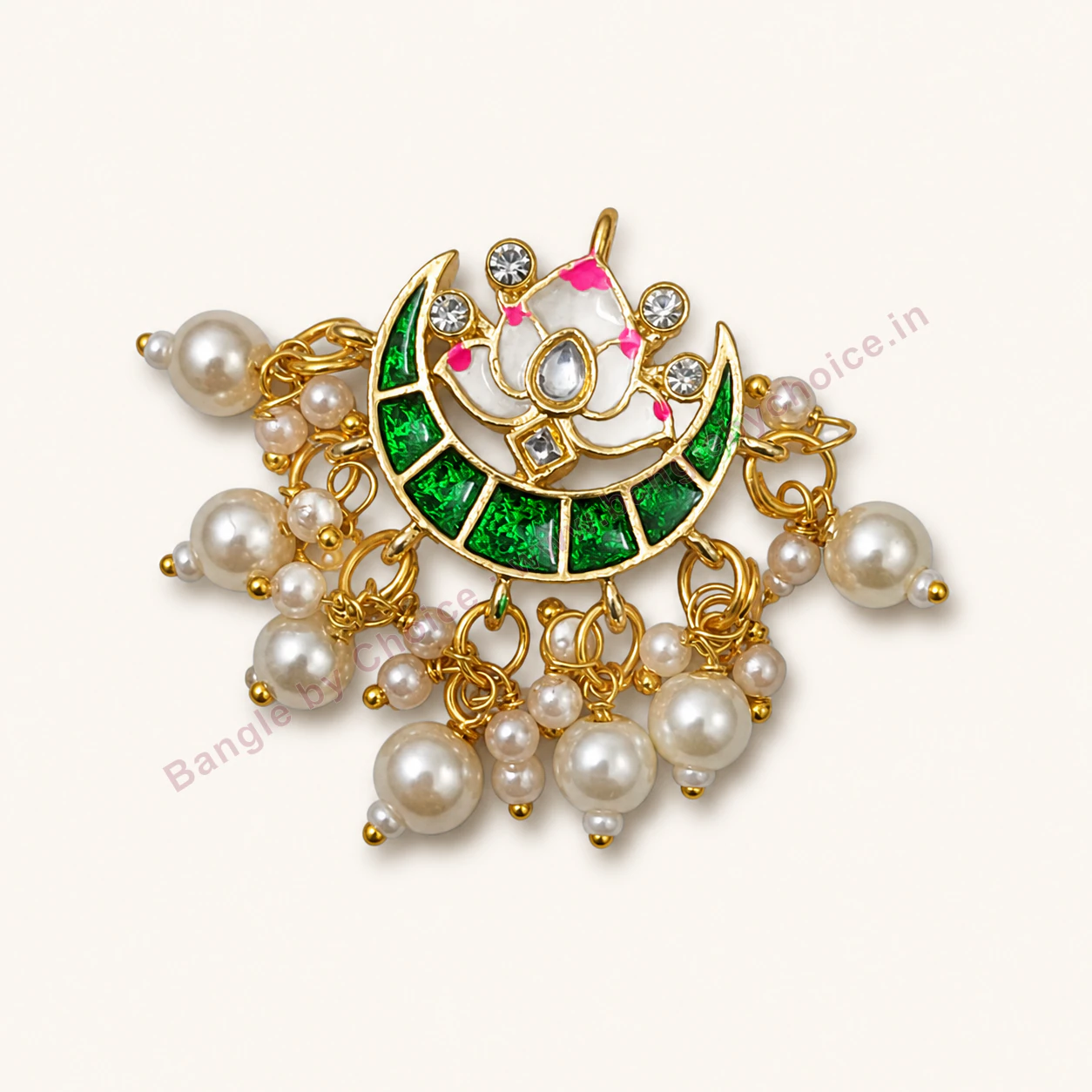 Multicolour Ganesh Pearl Drop Enamel Charm premium product photo with Bangle By Choice watermark and phone number