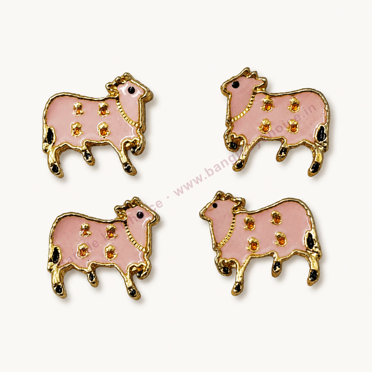 Peach Cow Enamel Charm premium product photo with Bangle By Choice watermark and phone number