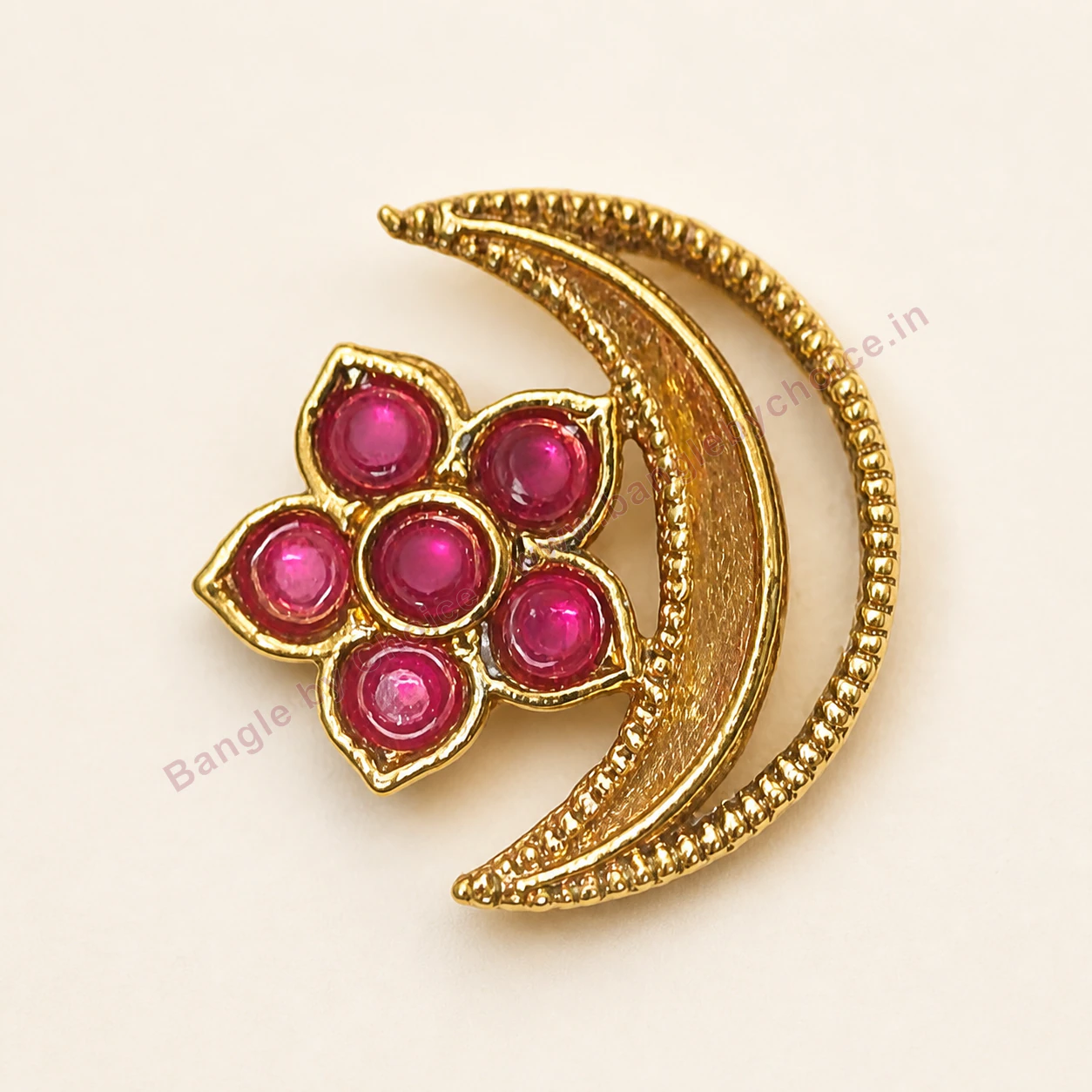 Pink Crescent Lotus Enamel Charm premium product photo with Bangle By Choice watermark and phone number
