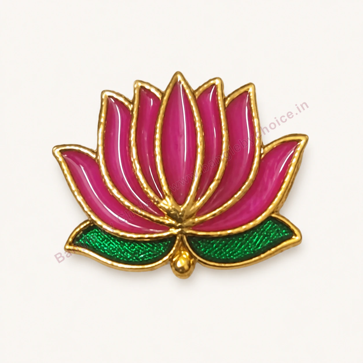 Pink Lotus Enamel Charm premium product photo with Bangle By Choice watermark and phone number