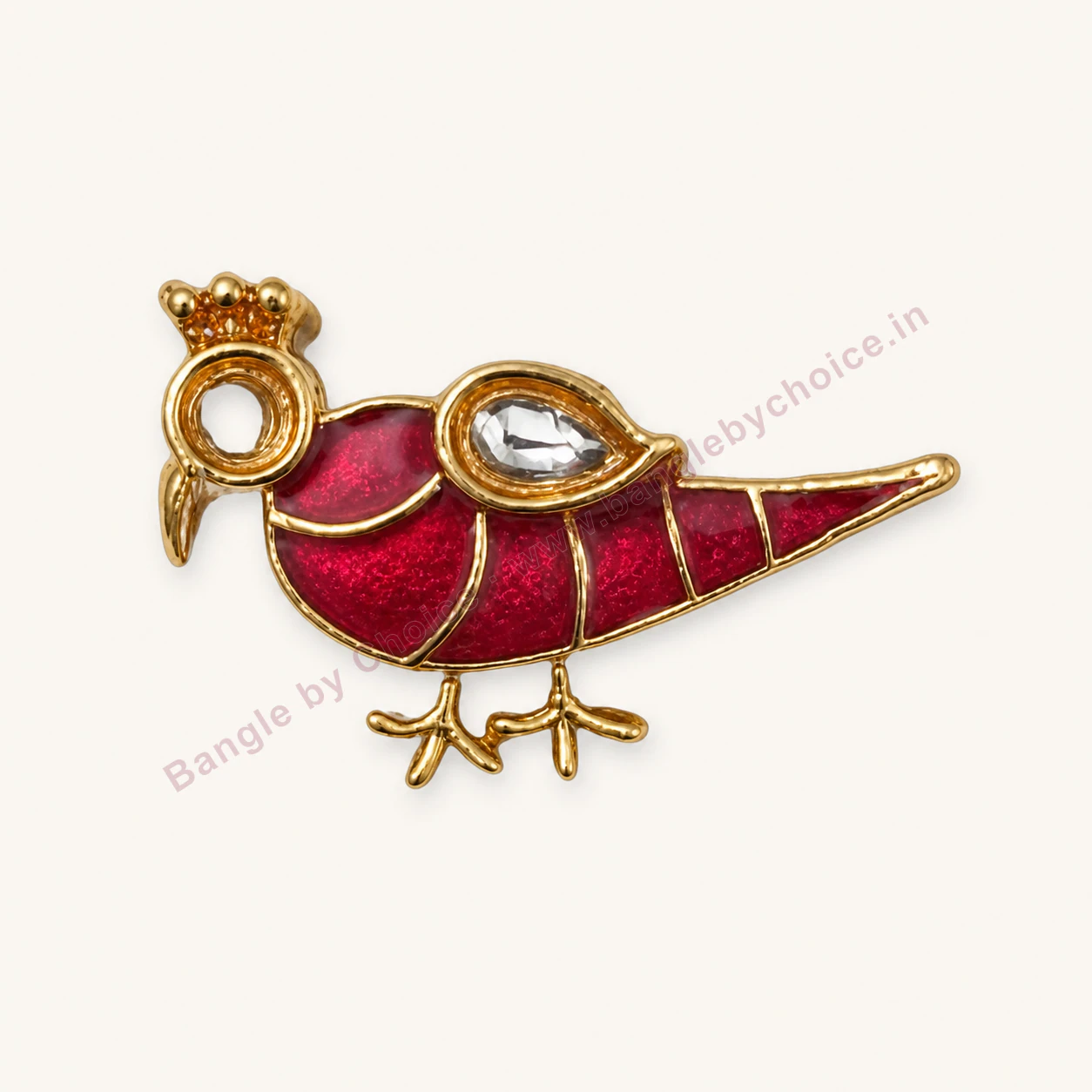 Red and Pink Bird Enamel Charm premium product photo with Bangle By Choice watermark and phone number