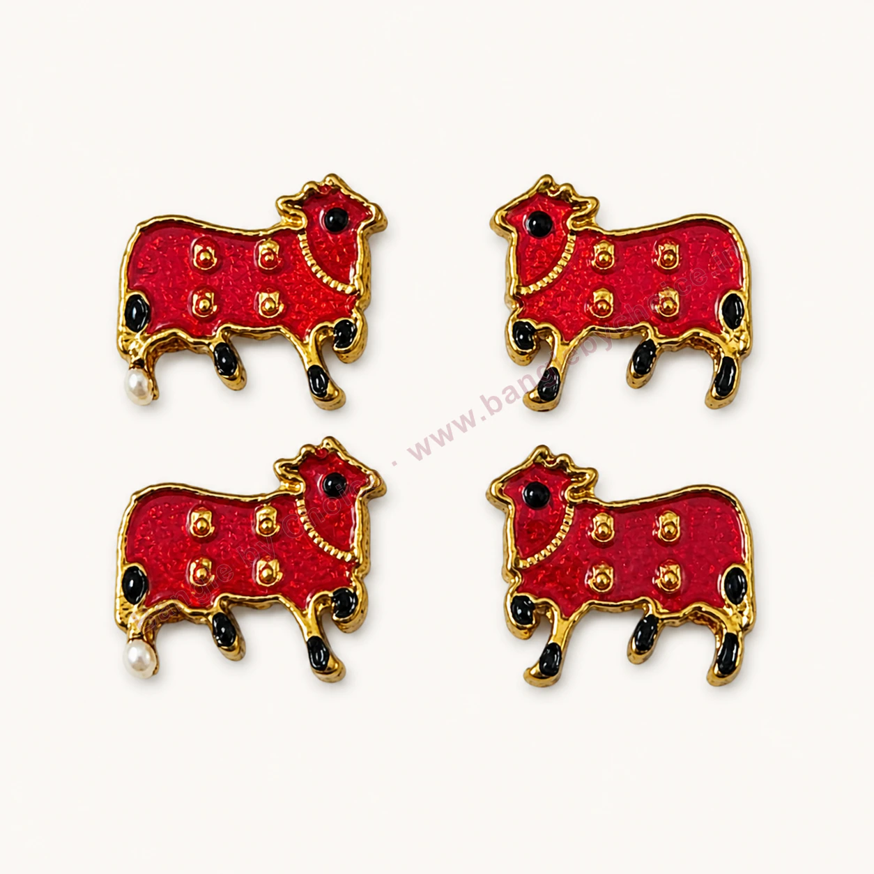Red Cow Enamel Charm premium product photo with Bangle By Choice watermark and phone number