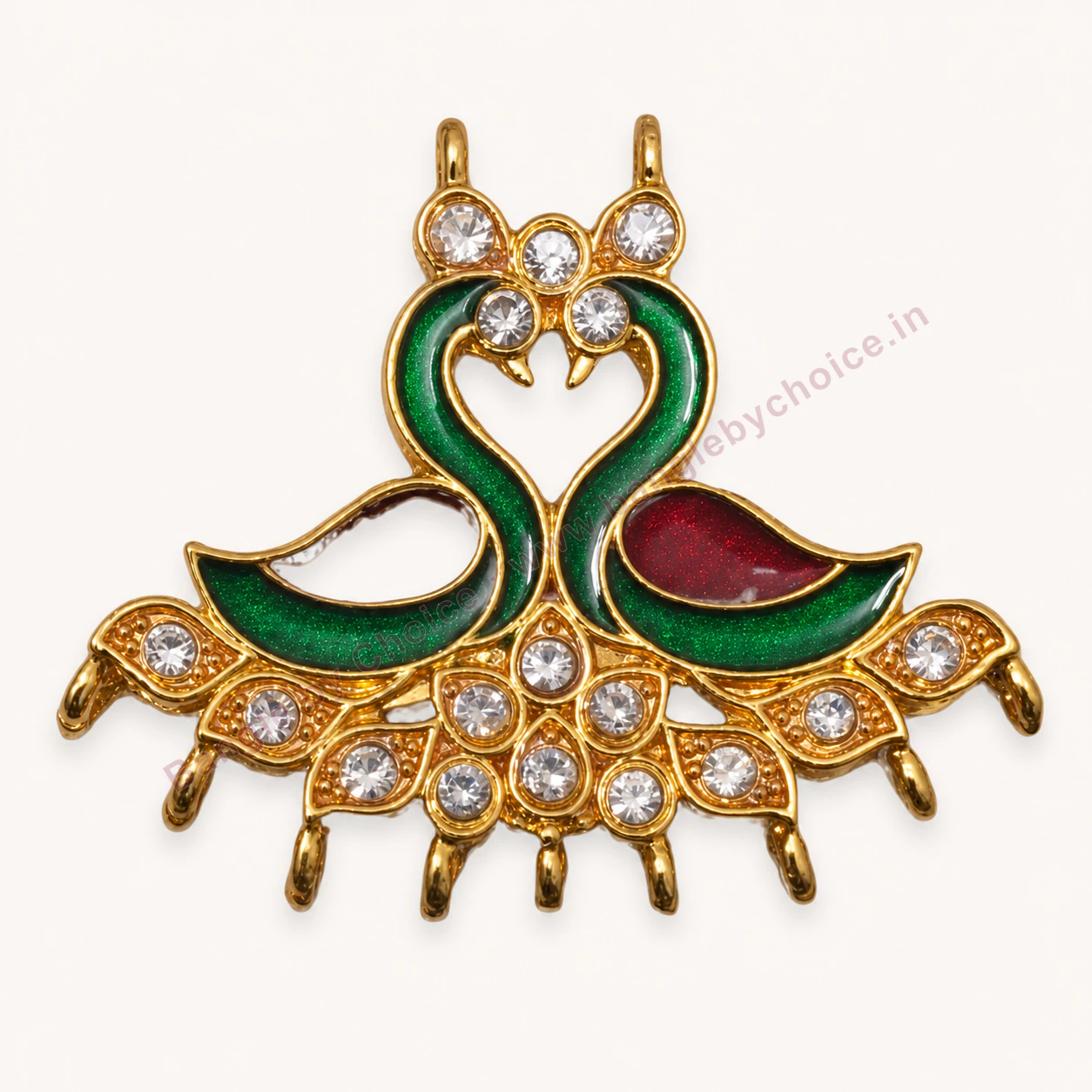 Twin Peacock Enamel Charm premium product photo with Bangle By Choice watermark and phone number